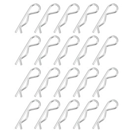 PATIKIL M2.5 x 50 mm Cotter Pin Assortment Kit, 20 Pcs Heavy Duty R Clips Hardware Pin Carbon Steel Spring Fasteners Hitch Pin for Trailer Locking Lawn Mowers Truck, Silver Tone