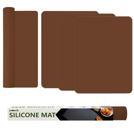 Silicone Mat for Kitchen Counter, Silicone Mat Trimable to Size (Brown, 15.7×11.8inch-4pcs), BPA-Free Silicone Placemat, Heat-Resistant NonSlip Table Mat for Air Fryer, Countertop Protector Mat