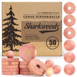 Cedar Blocks for Clothes Storage 50 Pack, 100% Natural Aromatic Cedar Rings and Balls for Closets & Drawers Freshener (30 Rings & 20 Balls)