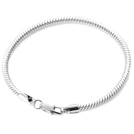 Jude Jewelers Stainless Steel Snake Chain Style Bangle Bracelet (Silver)