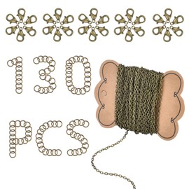 SUNNYCLUE DIY 33 Feet Antique Bronze Curb Cable Chain Link Necklace Width 4mm with 30 Brass Lobster Claw Clasps, 100 Brass Jump Rings Antique Bronze Jewelry Chain for Jewelry Bracelet Necklace Making