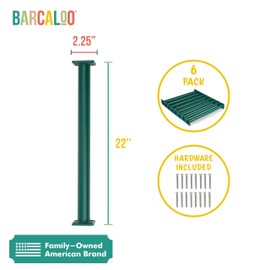 Barcaloo 22 Inch Monkey Bars for Kids Outdoor - Set of 6 Green Powder Coated Indoor Monkey Bar Set for Backyard Kit with Mounting Plates