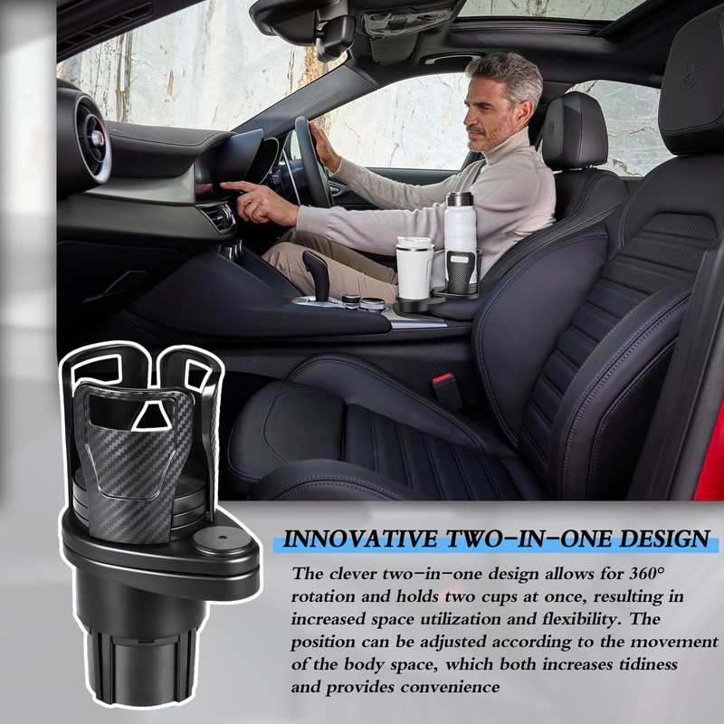 DECUIOCC Upgraded Car Cup Holder Expander, 2 in 1 Vehicle