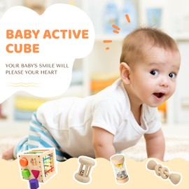 Montessori Wooden Shape Sorting Cube – Baby Sensory Rattles for Infants Over 18 Months, Wooden Baby Toys for 2 Year Old Educational Shape Sorter for Babies & Toddlers