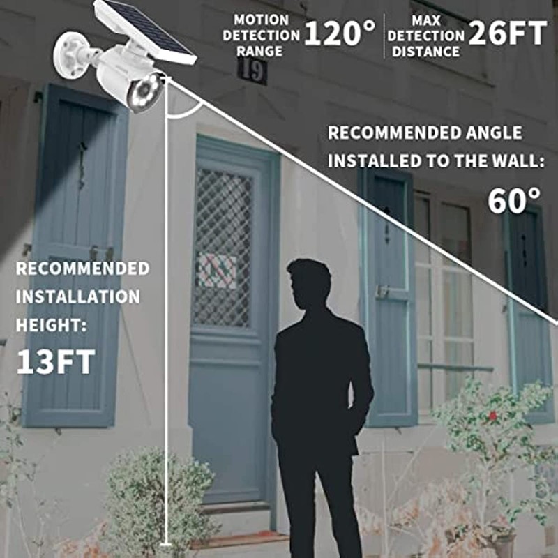 OOSSXX Solar Powered Outdoor Wireless Fake Camera Wire Free Solar
