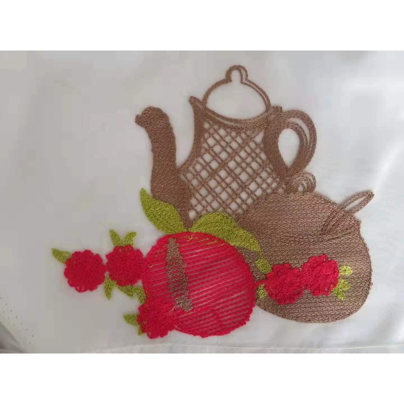Householdfurnishing Embroidered Kitchen Window Pair Curtains Set Rod Pocket with