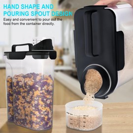 Uppetly Rice Airtight Dry Food Storage Containers 10Lbs, BPA Free Plastic Storage Bin Dispenser with Pourable Spout, Portable Handle, Kitchen Pantry Organization for Cereal, Flour and Beans Dark Grey