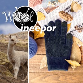 ineepor Alpaca Gloves Men Women Winter Thermal Gloves Touch Screen Warm Knitted Wool Gloves with Grip Anti-slip Driving Flexible Elastic Cuff