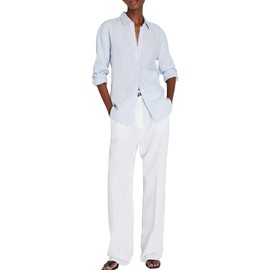 Club Monaco Women's Signature Linen Shirt, Lt. Blue Base/Bleu, X-Small