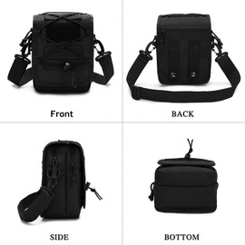 Huntvp-Store Tactical Shoulder Bag MOLLE (Modular Lightweight Load-Carrying Equipment) Shoulder Bag Military Crossbody Bag Waterproof Sling Backpack Multifunctional Messenger Bag Crossbag Bum Bag for Sports Outdoor Hiking Camping, Black