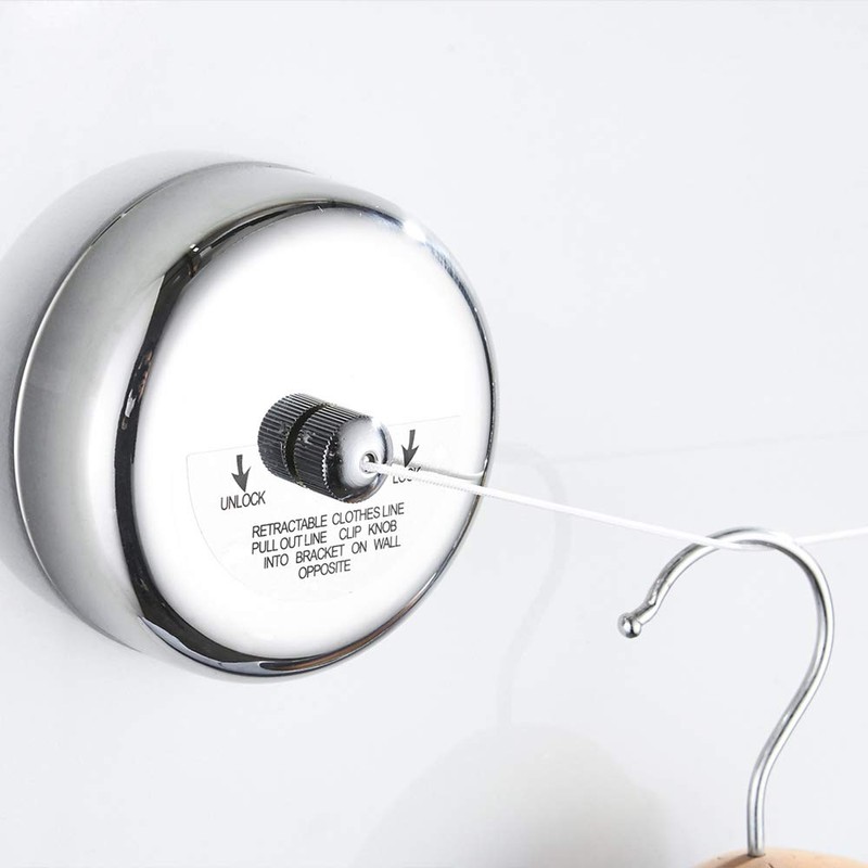 KUNGYO Extendable Washing Line - Wall Mounted Pull Out Stainless