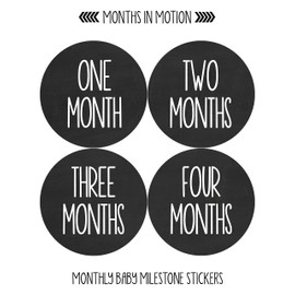 Months In Motion Gender Neutral Baby Month Stickers - Monthly Milestone Sticker for Boy or Girl - Infant Photo Prop for First Year - Shower Gift - Newborn Keepsakes - Unisex- Chalkboard