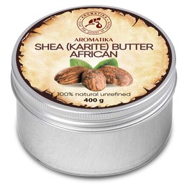 Shea Butter Cold Pressed 400g - Unrefined African Shea Butter - Ghana - 100% Pure & Natural - Best for Hair - Skin - Lip - Face - Body Care - Karite Shea Butter - Aluminium jar