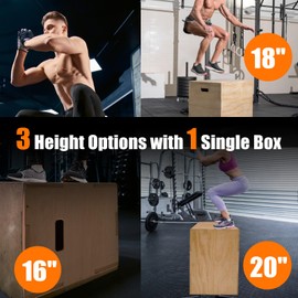 CAELUM 3-in-1 Wooden Plyo Box – Non-Slip Jump Box for Home & Gym, Heavy-Duty 400lbs Plyometric Box for Step-Ups, Squats, Strength & Agility Training Wood