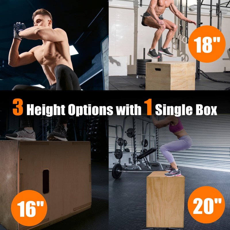 CAELUM 3-in-1 Wooden Plyo Box – Non-Slip Jump Box for