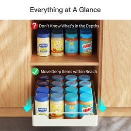 iSPECLE Slide Out Cabinet Drawers - 2 Pack Peel and Stick Pull Out Drawers for 13" Wide Cabinet and Above, No Screw Adhesive Drawer Easily Slide to Get Deep Item without Digging in the Deep, Black