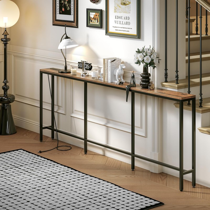 FLORIHOMA 78.7" Behind Couch Table with Fast Charging Station, 7.1"