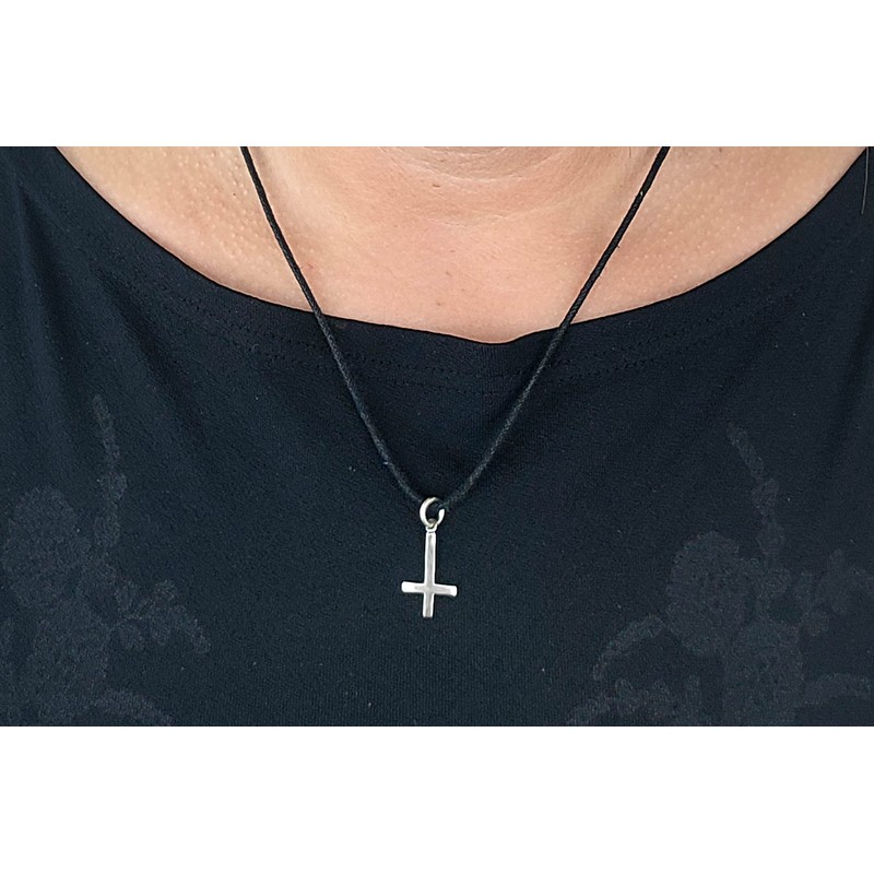 Kiss of Leather Dainty Cross Pendant 925 Sterling Silver with