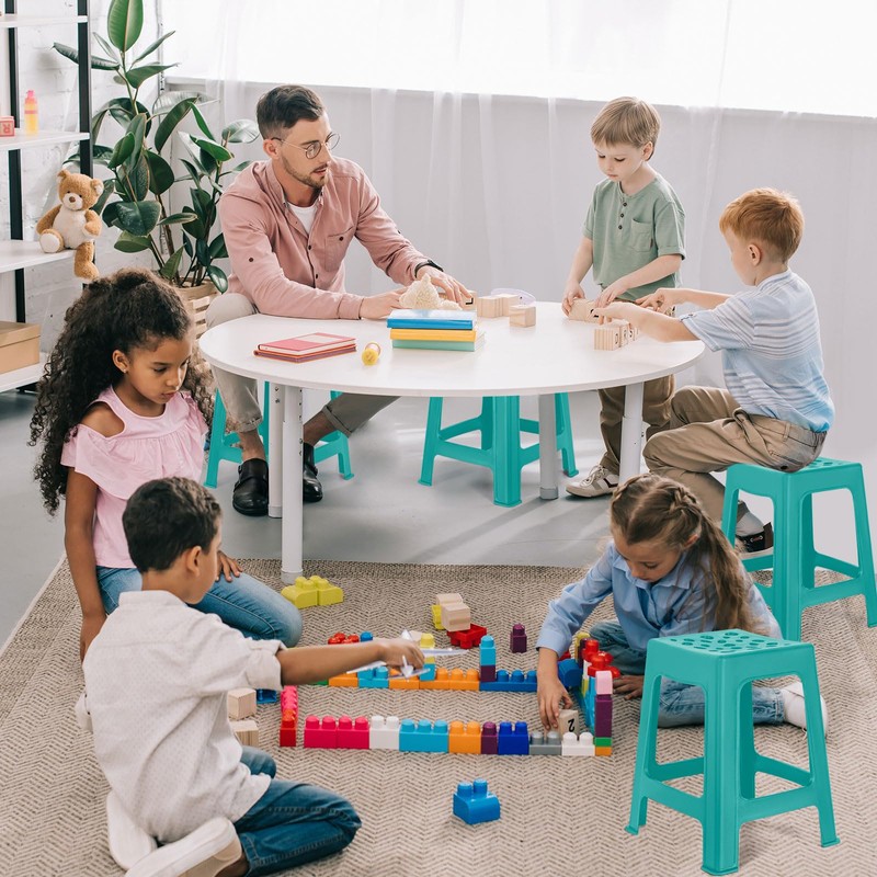 Leinuosen 6 Pcs Plastic Stool for Classroom 18 Inch Stackable