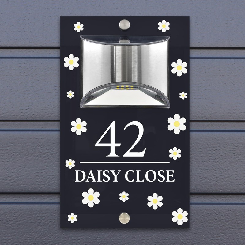 Custom Signs Solar Illuminated Modern Anthracite House Number Sign 24cm