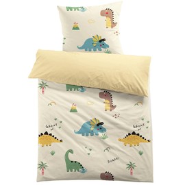 MUSOLEI Dinosaur Bed Linen 135 x 200 cm Boys Children 3D Print Cartoon Dino Bed Linen Children's Bed Linen Microfibre Polyester Duvet Cover 135 x 200 cm with 1 Pillowcase 80 x 80 cm