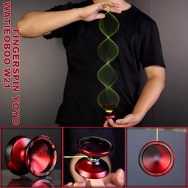 WATIEOBOO Yoyo R8 Responsive Yoyo for Beginners,Professional Unresponsive Yoyos for Adults Pro Metal Trick Yoyos with Yo Yo Bearing Kit 10 Strings, Case & Gloves (W21-Black Red)