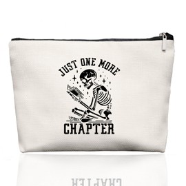 EKGJW Reading Skull Makeup Bag Make Up Bag, Reader Bookworm Cosmetic Bags for Women,Bookish Bookworm Gifts for Women Teen Girls