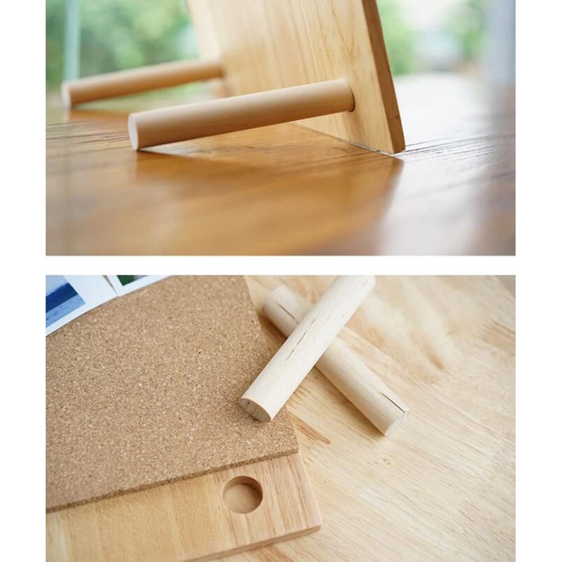 Primst Desktop Cork Board with Stand, Wood Bulletin Board Hanging