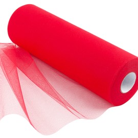 91 m x 30 cm Tulle Ribbon Red Tulle Roll Decorative Ribbon Table Runner Christmas Table Runner Polyester Tulle Fabric for Table Decoration Birthday Wedding Christmas Tree Decoration Craft DIY Tutu