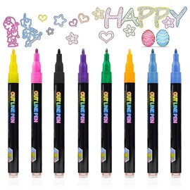 Glitter Pens, Magic Pens, Easter Gifts Children, Gifts for Girls, 8 Outline Pens, Children's Magic Pens for Easter Crafts, Children, Crafts Girls, Gifts 4-12 Years