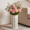 Sawysine White Ceramic Umbrella Stand with Hollow-out Design Heavy Porcelain