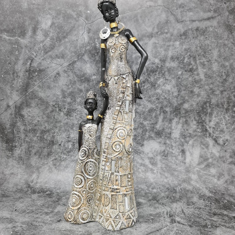 Lifestyle & More Modern Sculpture Figurine Woman African Woman Gold/Brown