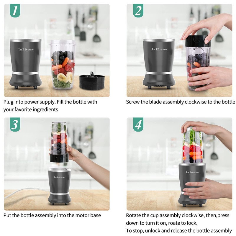 La Reveuse Personal Size Blender 250 Watts Power for Shakes