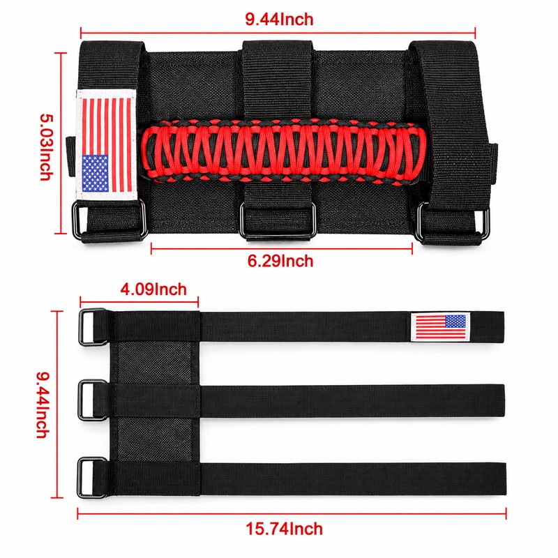 2 Pcs Paracord Grab Handles for Jeep Wrangler – Red