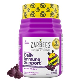 Zarbee's Zarbee's Children's Daily Immune Support Gummies with Real Elderberry + Vitamins A, C, D, E & Zinc to Help Promote a Healthy Immune System, No Artificial Flavors, Gluten-Free, 42 ct