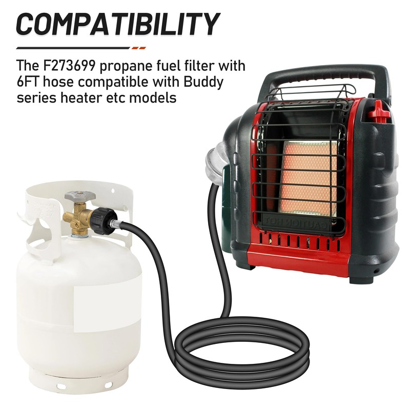 F273699 Propane Fuel Filter with 12FT Hose, for Buddy Series