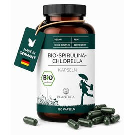 PlantDEA I Organic Spirulina Chlorella Capsules I 1500 mg Daily Dose I 180 Vegan Capsules I Made from Organic Spirulina & Organic Chlorella I Vegan I Certified I No Additives