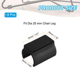 PATIKIL Rectangle U Shaped Chair Leg Tips Caps with Felt Pads, 8 Pack Slide Smoothly Furniture Feet Floor No Scratches No Noise Protectors Protect Hardwood Floors Fit Dia 25 mm Leg, Black