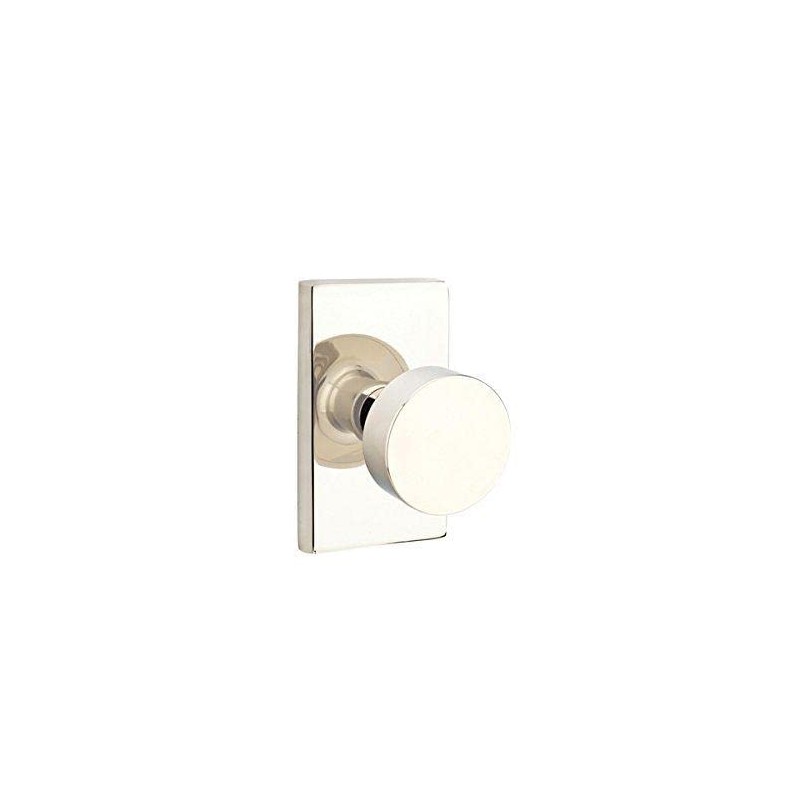 Passage Set, Modern Rectangle Rosette, Modern Round Knob, Satin Nickel