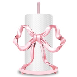 JarThenaAMCS Trendy Bow Paper Towel Holder Cute Pink Bow Knot Kitchen Decor Accessories Large Metal Towel Holder Stand for Coquette Home Party Bathroom Countertop