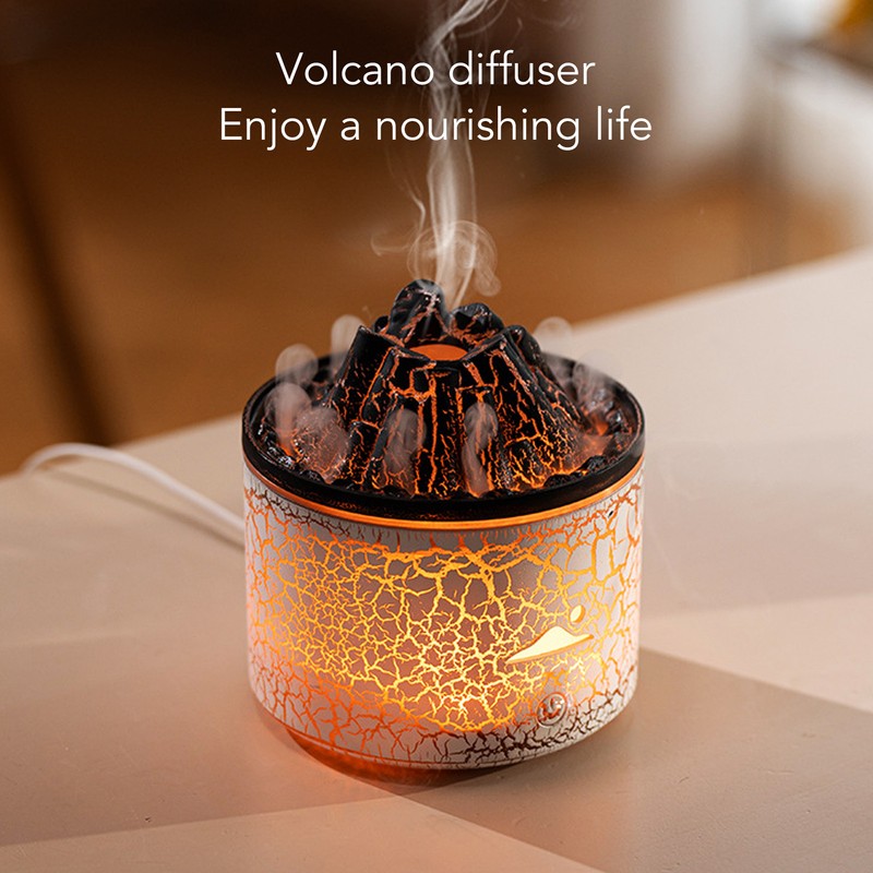 Volcano Diffuser 5V 180ml Relaxing Auto Off Warm Atmosphere Flame