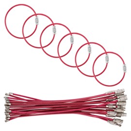 luvtree 5.9in/15cm Stainless Steel Keychain Cable,Wire Diameter 2mm Metal Key Ring Loop,20 Pieces, Hot Pink, 5.9in/150mm