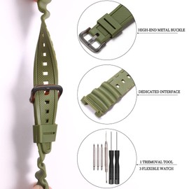XBHSW Resin Strap Compatible with Casio SGW100 SGW-100 Mens Sports Waterproof Rubber Watch Band Replacement Bracelet(Armygreen black buckle)