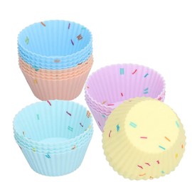 20PCS Copas reutilizables para hornear, Forros de silicona de grado alimenticio antiadherente para moldes de magdalenas para donas, budines, galletas y pasteles, 3 diferentes formas lindas (Redonda)