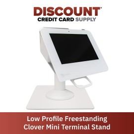 DCCStands Freestanding Swivel and Tilt Clover Mini/Clover Mini 3 Terminal Stand with Square Plate - Low Profile, White