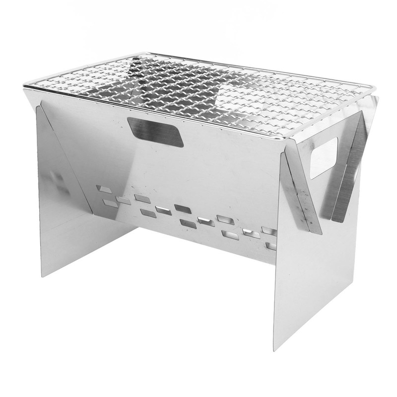 Folding Charcoal BBQ Grill Stainless Steel Mini Detachable Portable Barbecue
