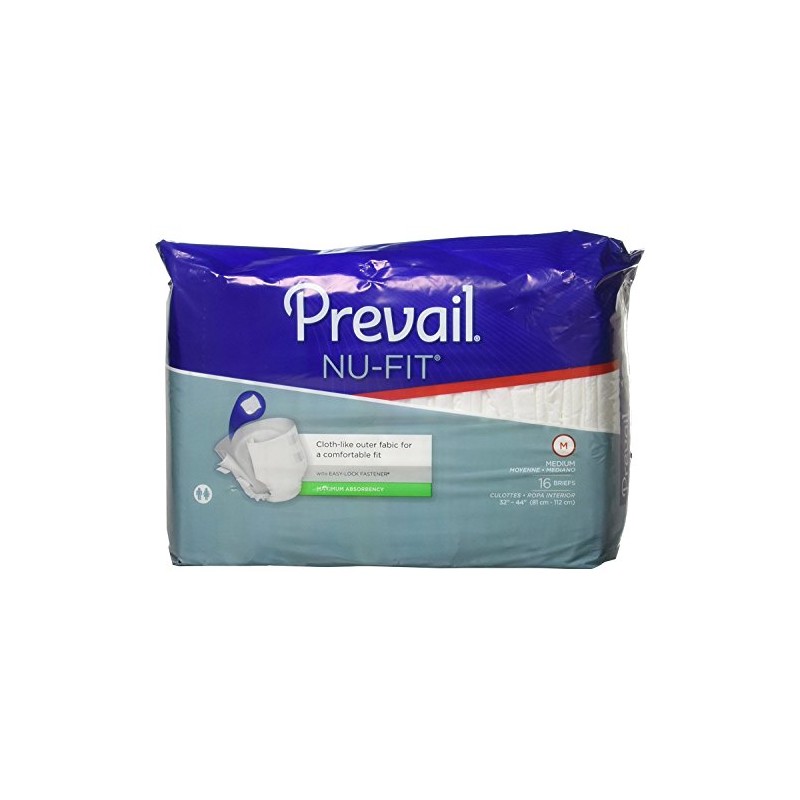 Prevail Nu-Fit Incontinence Briefs, Unisex Disposable Adult Diapers with Tabs