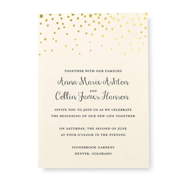 Gartner Studios Gold Foil Dots Print at Home Wedding Invitation Kit, Cream