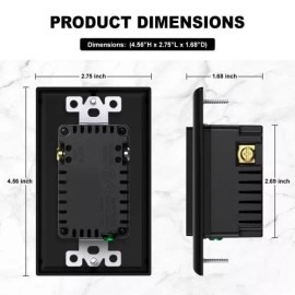maxbright 10 Pack Outlet With USB C & A, 4.8A Receptacle 15 Amp,Wall Socket Plate Black