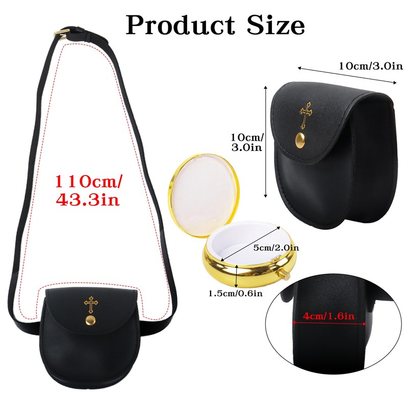 Klmnop Communion Burse for Pyx Gold Cross Pyx Container, Catholic